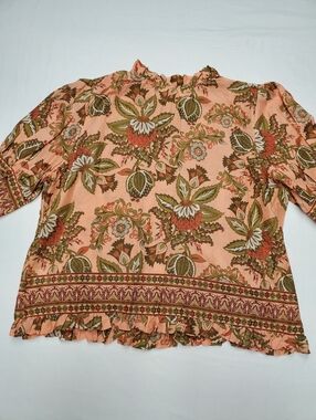 Lucky & Coco XL 100% Cotton Boho Ruffle Floral Blouse | Cottagecore Prairie